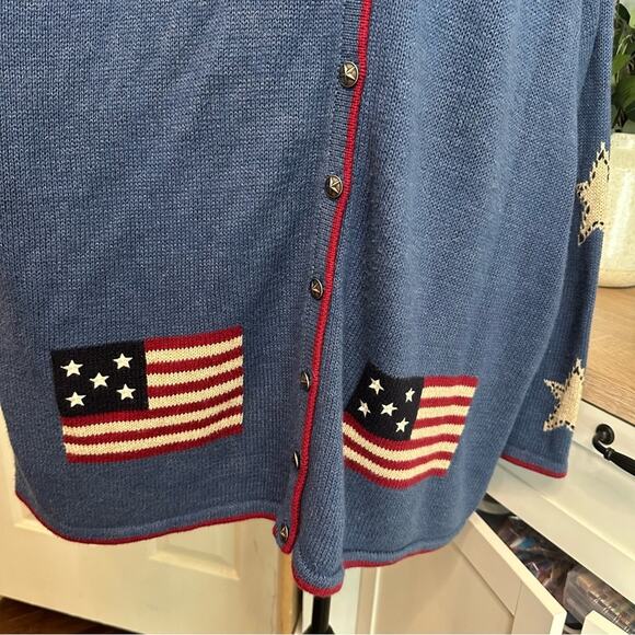 CJ Banks Christopher&Banks Embroidered Sweater USA Flag Women’s 3X Ramie Cotton - Picture 4 of 8